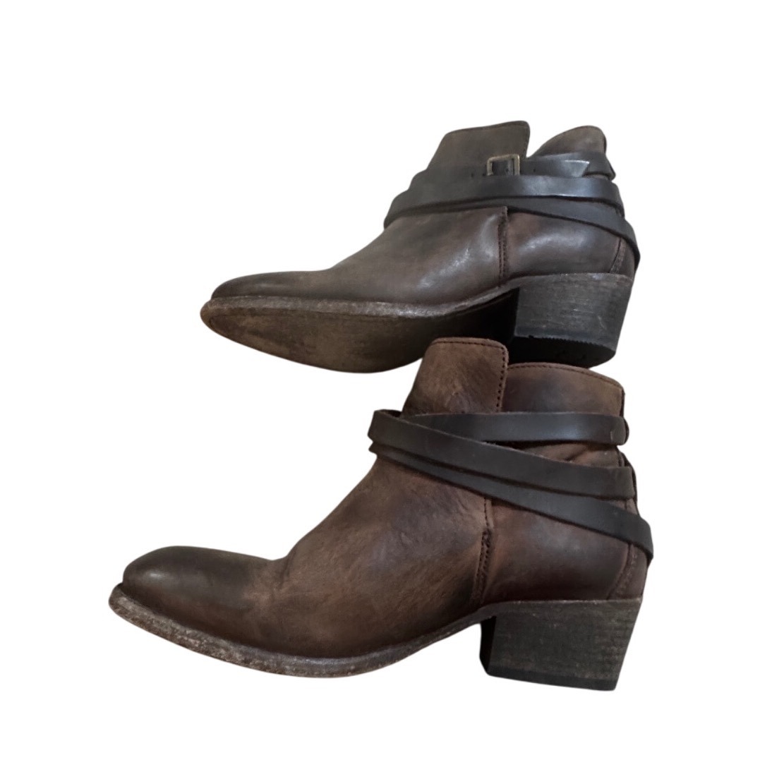 Hudson London Ankle Boots Womens 40 Brown Excellent Leather Wrap Strap Portugal — image 3 of 8